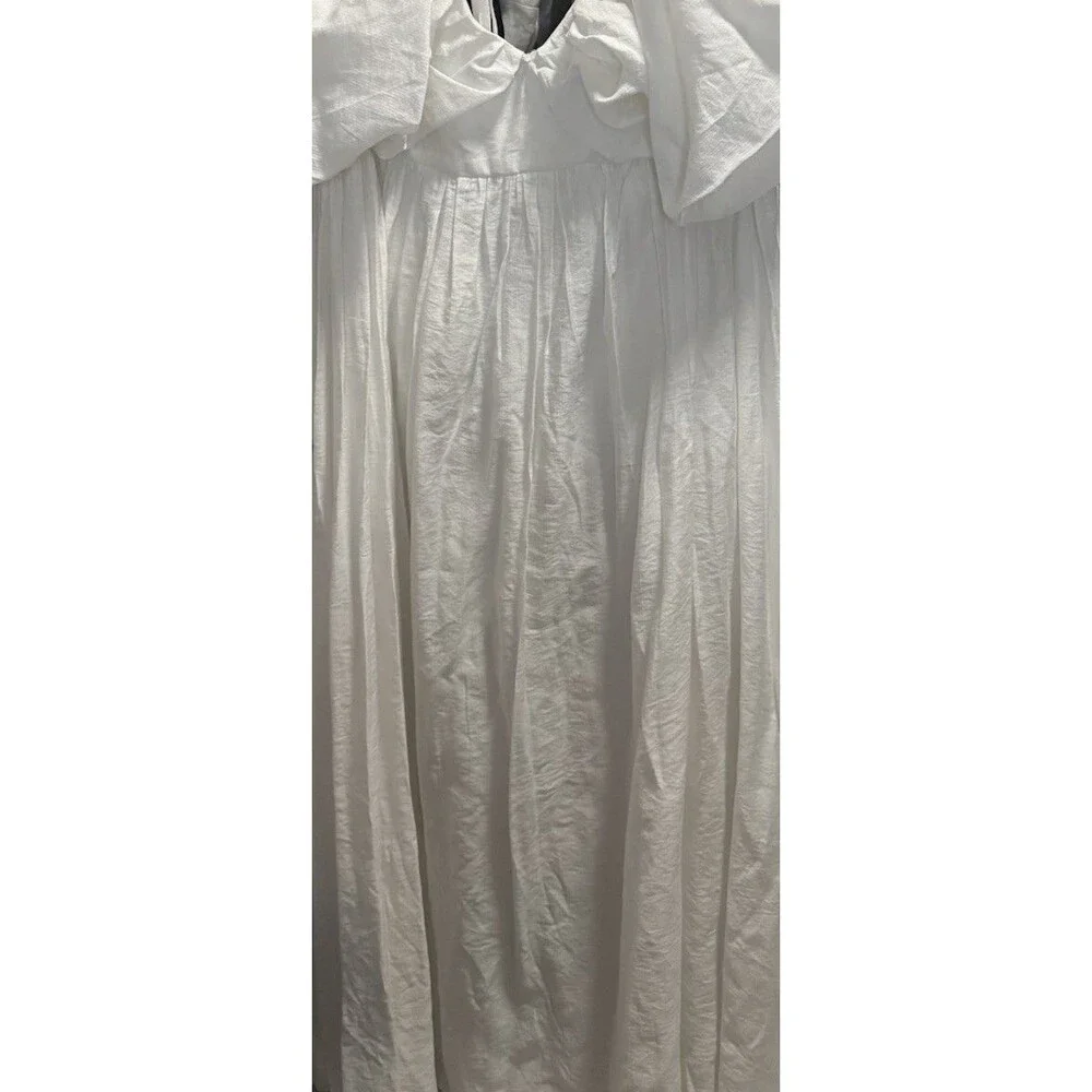 Moon River White V-Neck Flutter Sleeve  Flare  skirt Dress Size L NWT - Picture 12 of 12
